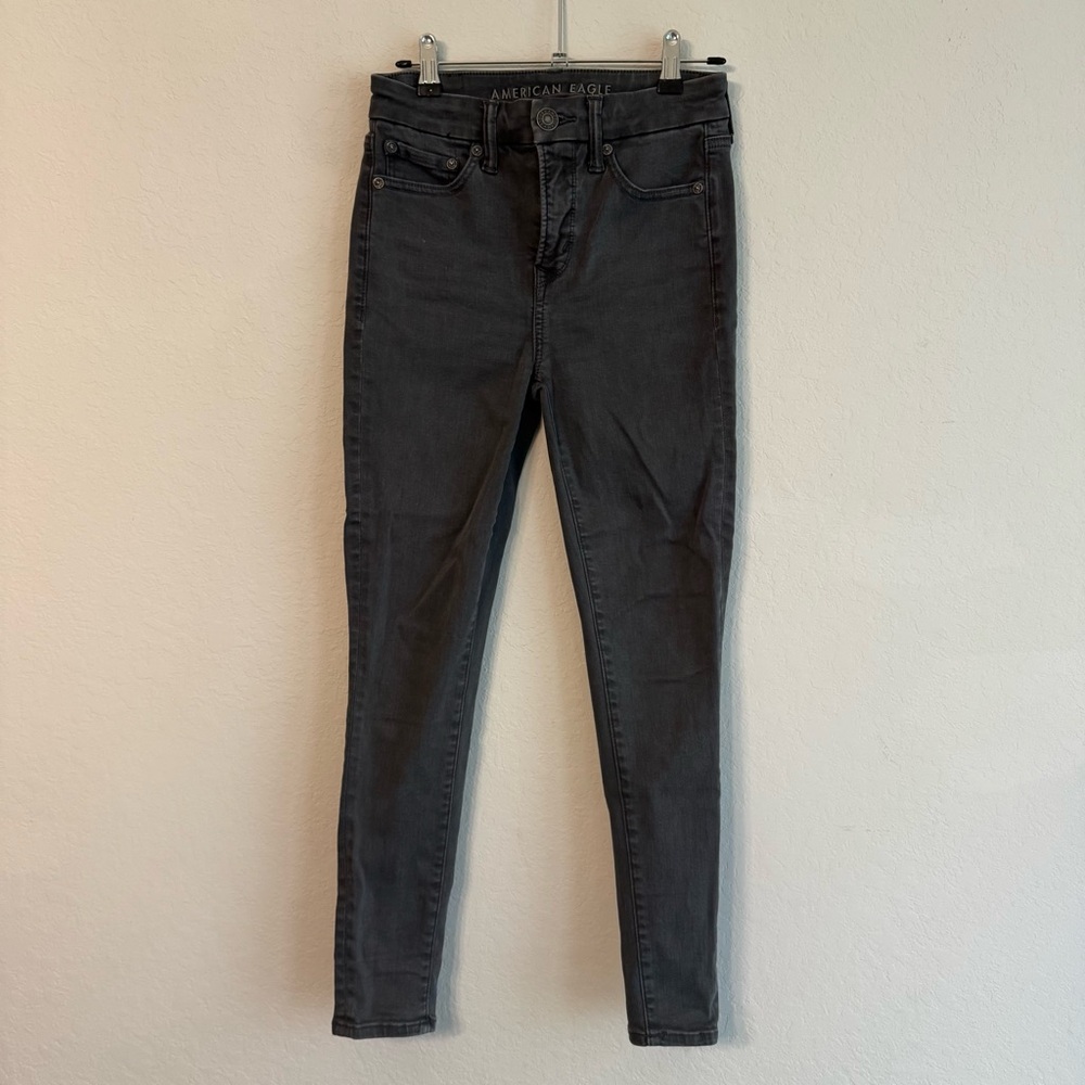 American Eagle Outfitters Women's Dark Gray Skinny Jeans 2 SHORT